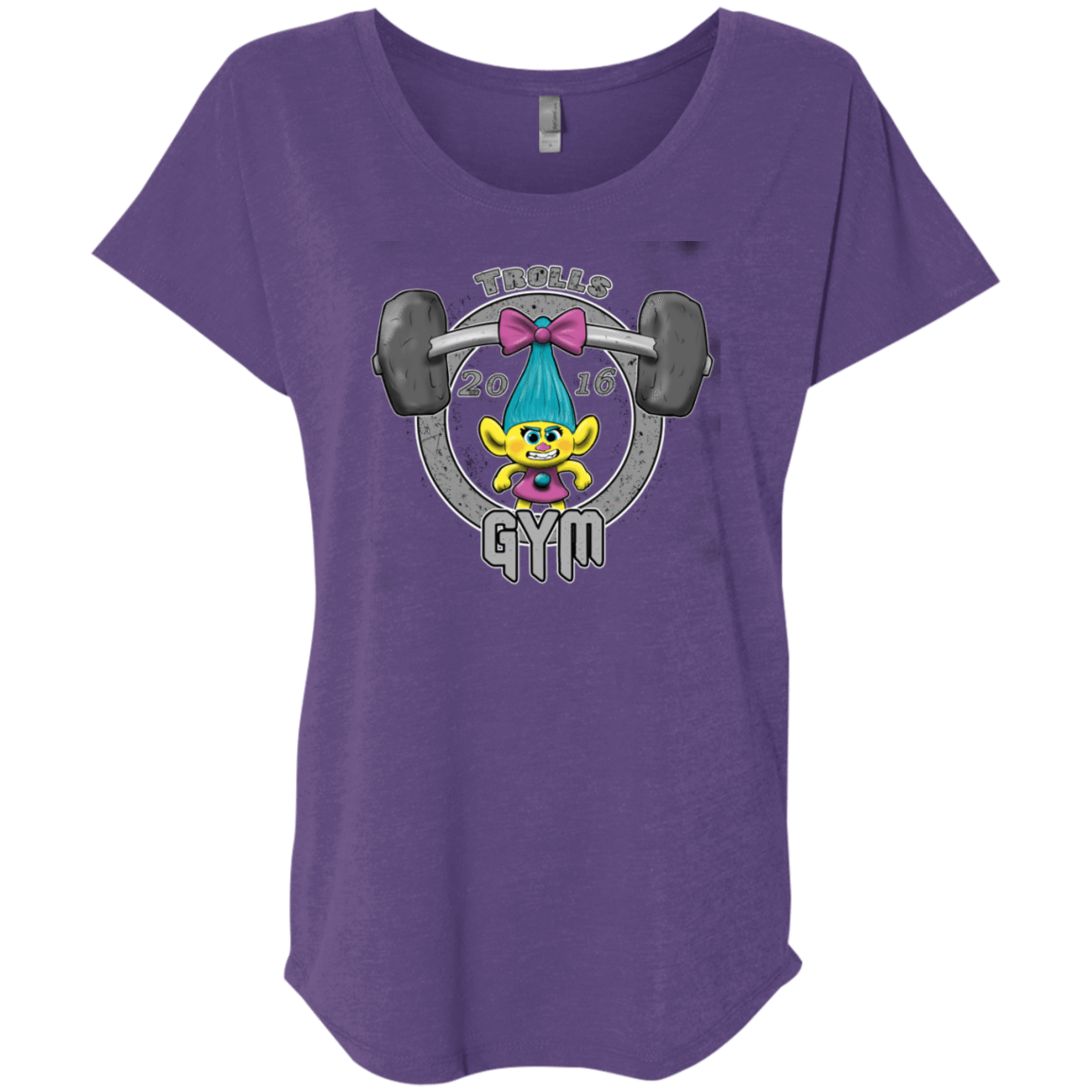 T-Shirts Purple Rush / X-Small Trolls Gym Triblend Dolman Sleeve