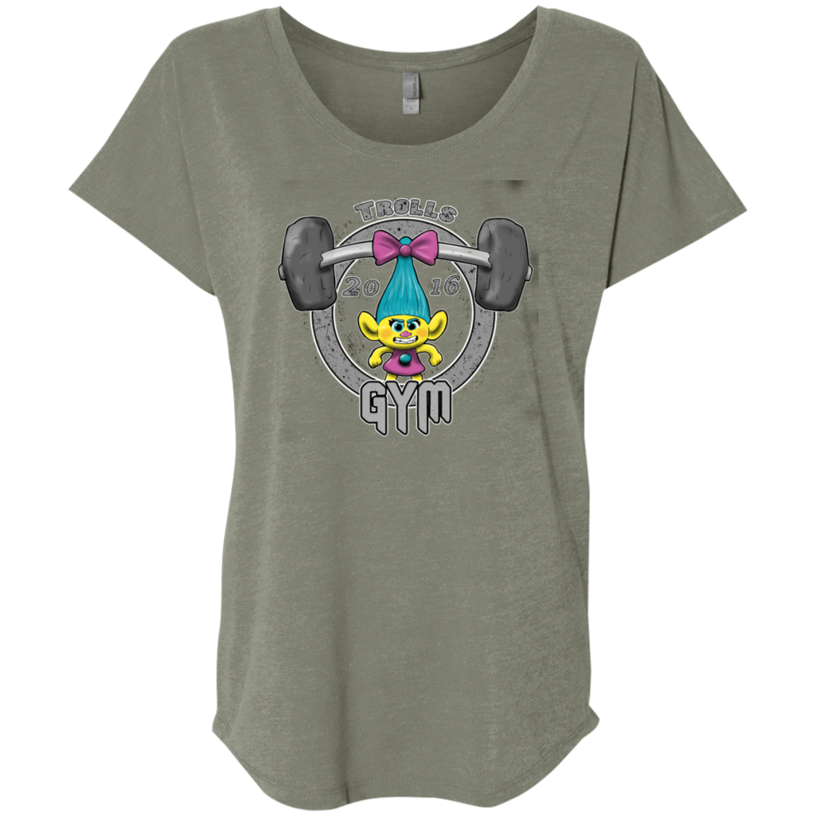 T-Shirts Venetian Grey / X-Small Trolls Gym Triblend Dolman Sleeve
