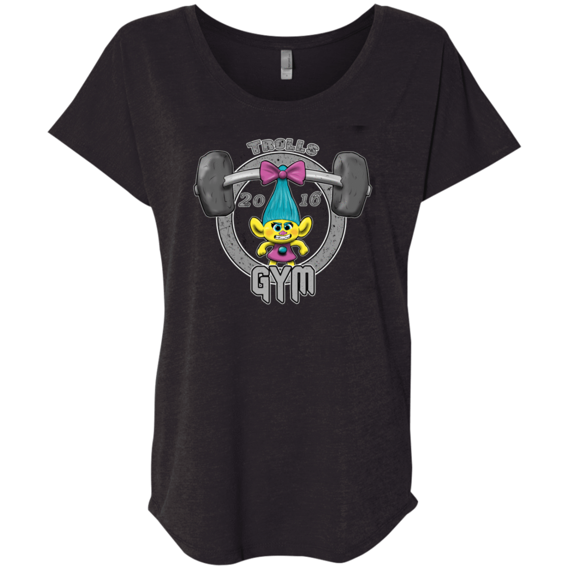 T-Shirts Vintage Black / X-Small Trolls Gym Triblend Dolman Sleeve