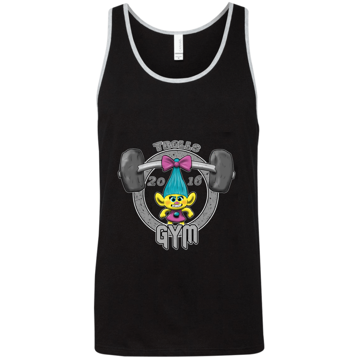 T-Shirts Black/Athletic Heather / X-Small Trolls Gym Unisex Premium Tank Top
