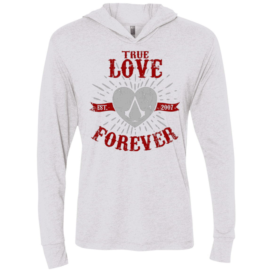 T-Shirts Heather White / X-Small True Love Forever Assasin Triblend Long Sleeve Hoodie Tee