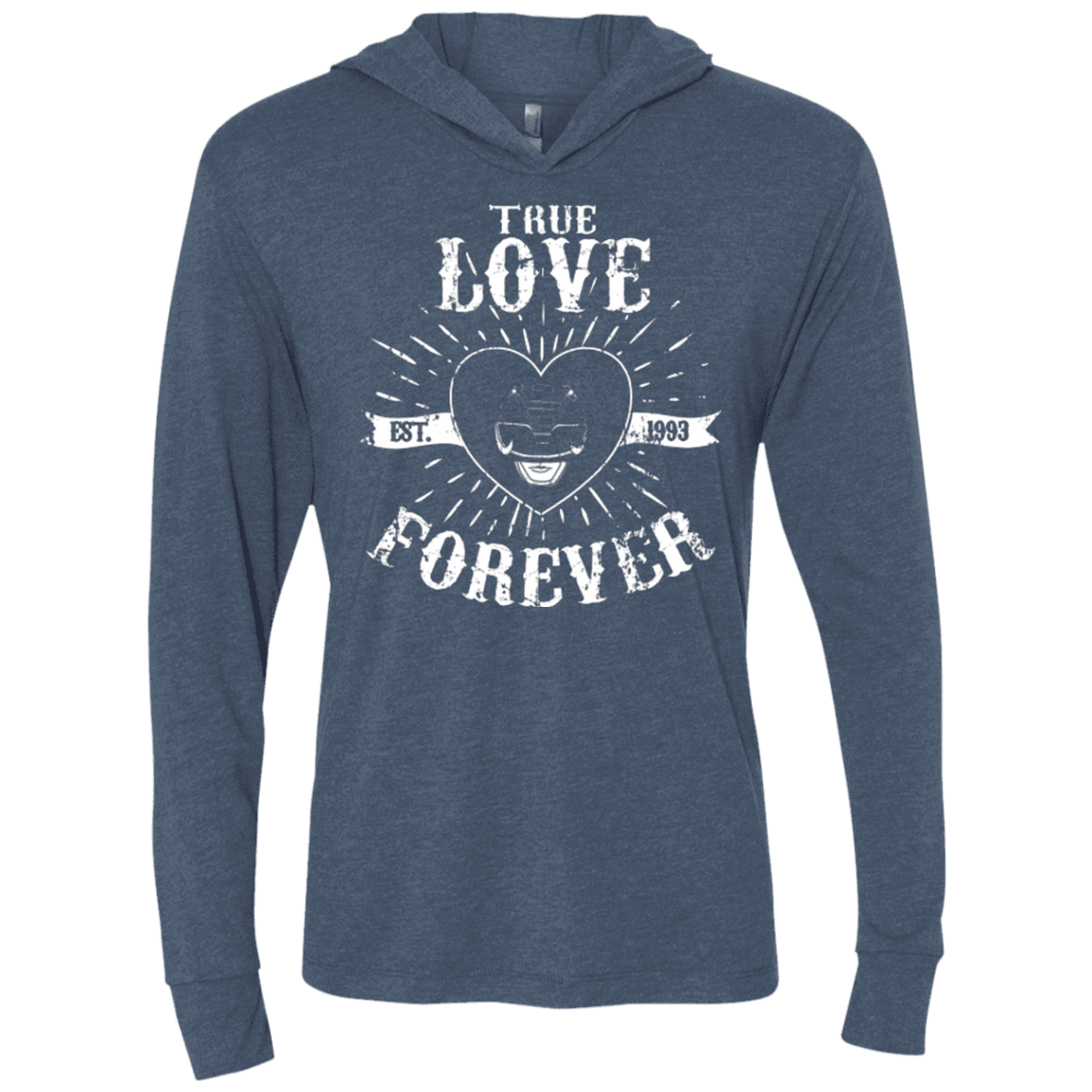 T-Shirts Indigo / X-Small True Love Forever Black Triblend Long Sleeve Hoodie Tee
