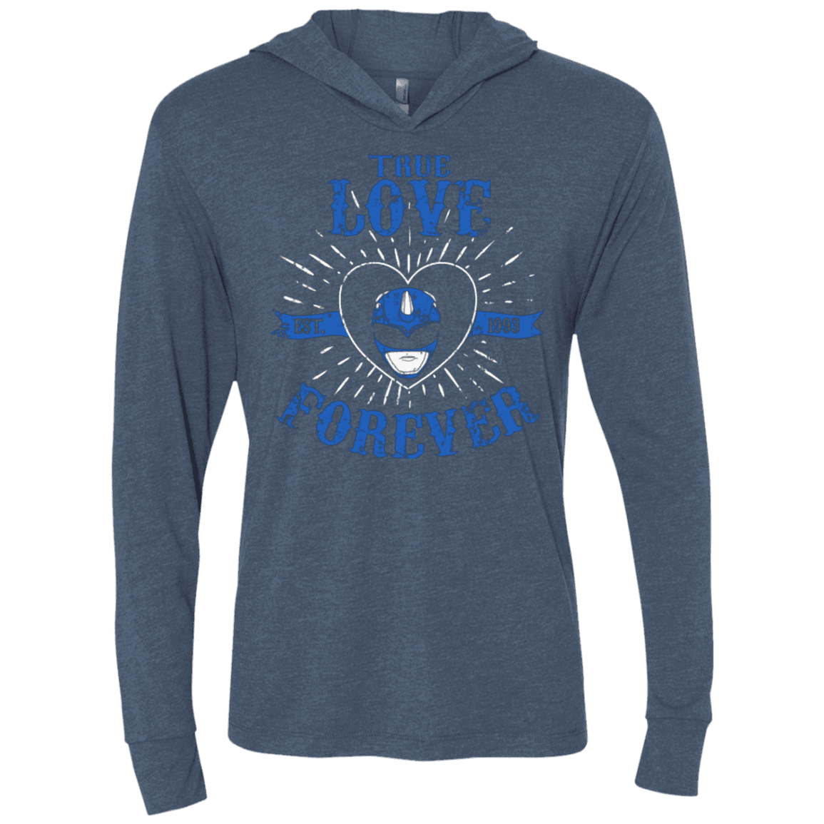 T-Shirts Indigo / X-Small True Love Forever Blue Triblend Long Sleeve Hoodie Tee