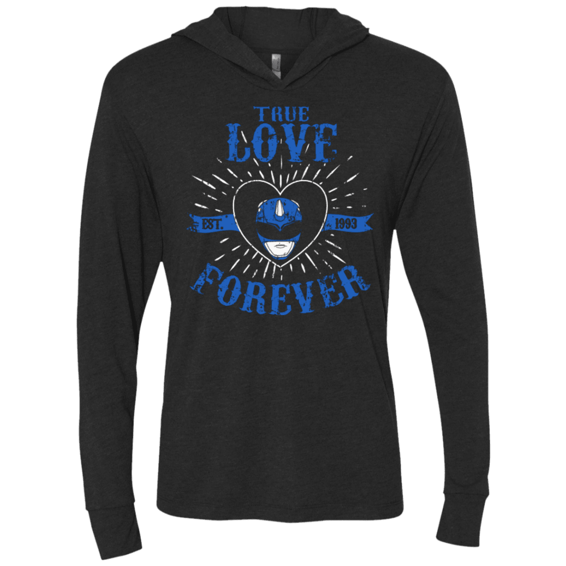 T-Shirts Vintage Black / X-Small True Love Forever Blue Triblend Long Sleeve Hoodie Tee