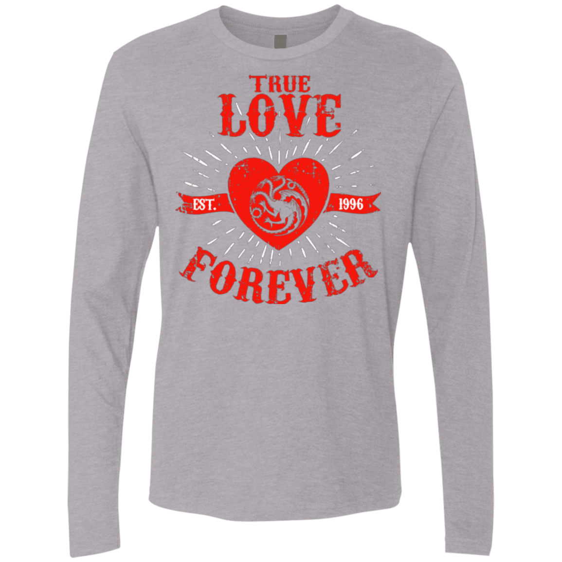 T-Shirts Heather Grey / Small True Love Forever Dragon Men's Premium Long Sleeve