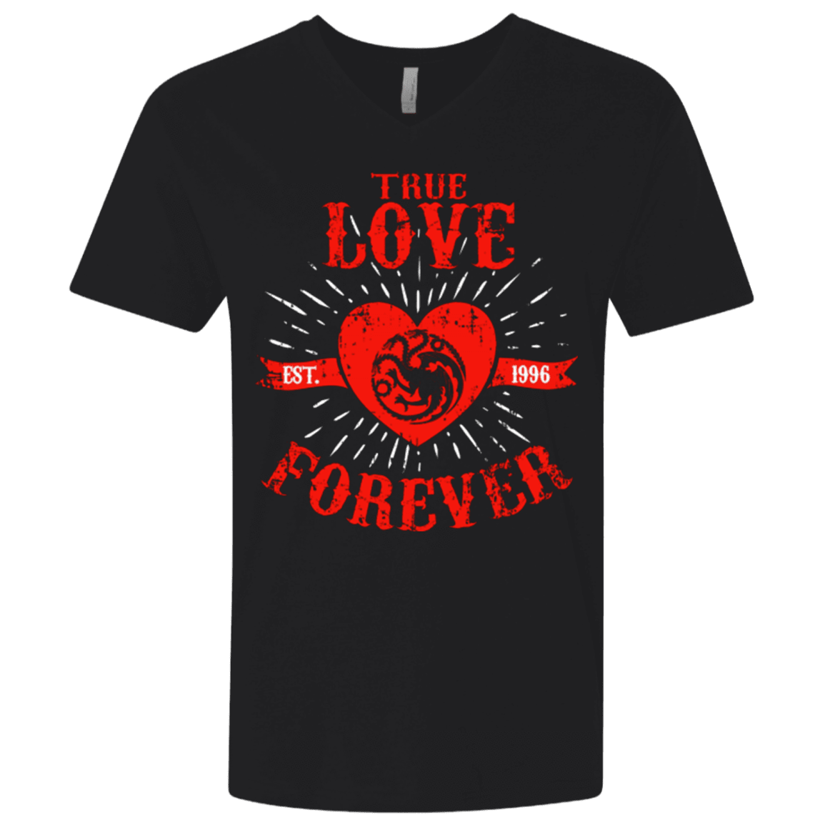 T-Shirts Black / X-Small True Love Forever Dragon Men's Premium V-Neck
