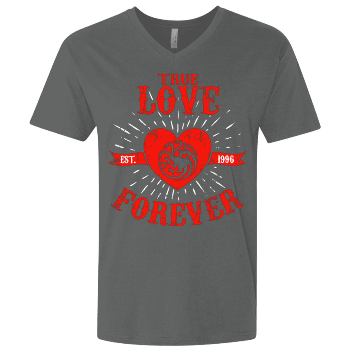 T-Shirts Heavy Metal / X-Small True Love Forever Dragon Men's Premium V-Neck