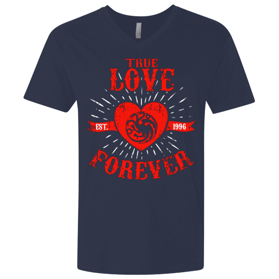 T-Shirts Midnight Navy / X-Small True Love Forever Dragon Men's Premium V-Neck