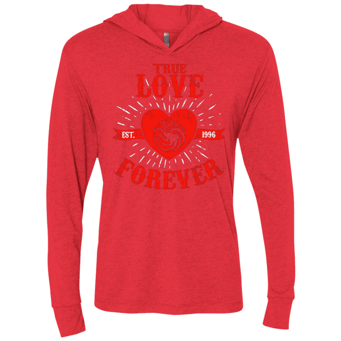 T-Shirts Vintage Red / X-Small True Love Forever Dragon Triblend Long Sleeve Hoodie Tee