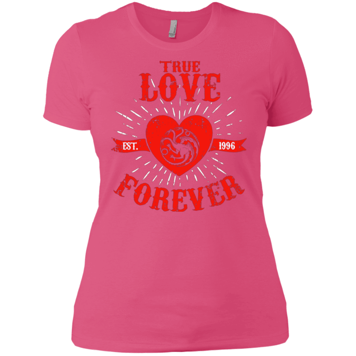 T-Shirts Hot Pink / X-Small True Love Forever Dragon Women's Premium T-Shirt