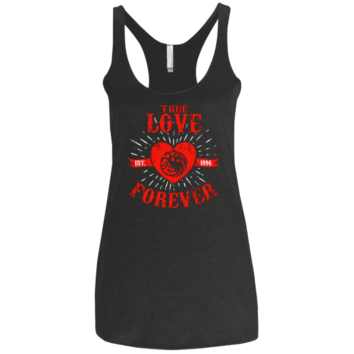 T-Shirts Vintage Black / X-Small True Love Forever Dragon Women's Triblend Racerback Tank