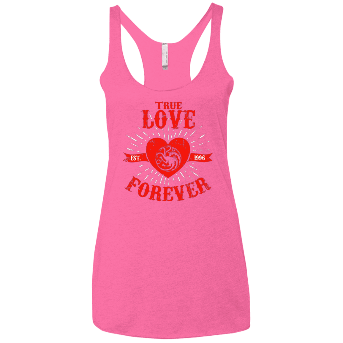 T-Shirts Vintage Pink / X-Small True Love Forever Dragon Women's Triblend Racerback Tank