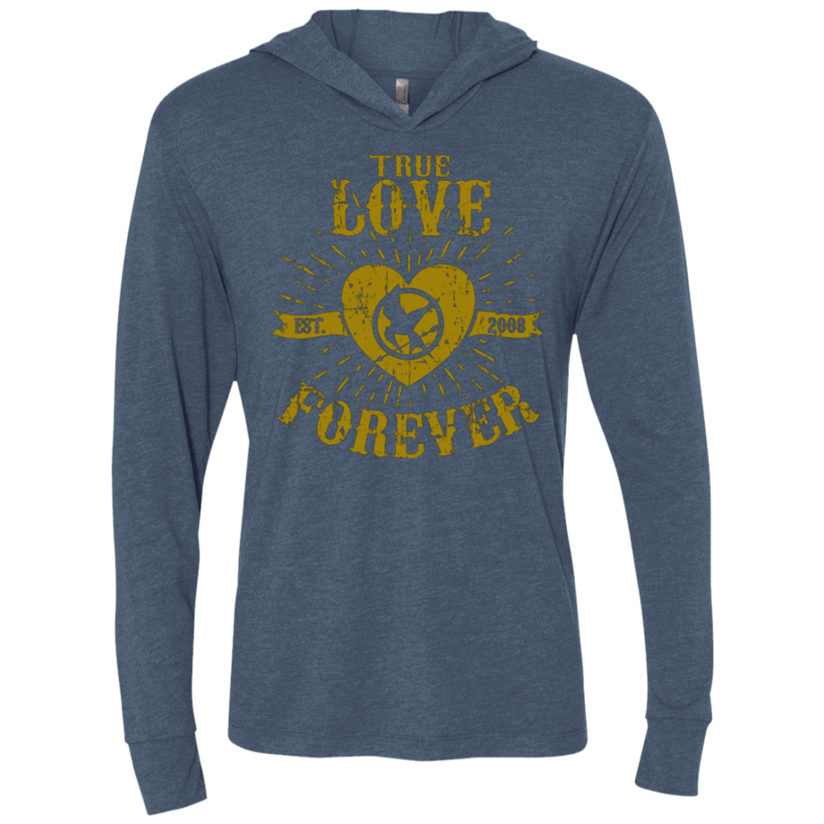 T-Shirts Indigo / X-Small True Love Forever Games Triblend Long Sleeve Hoodie Tee