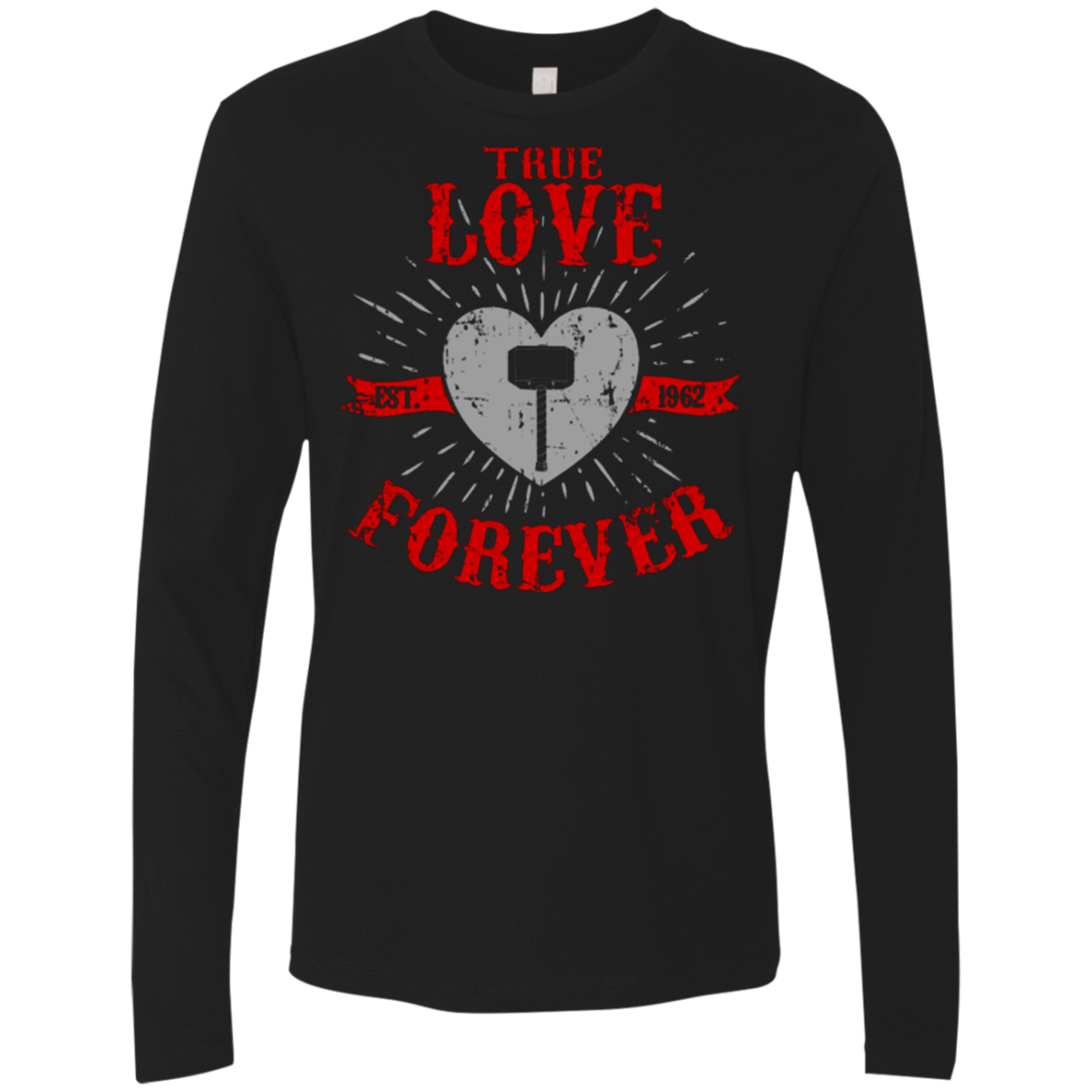 T-Shirts Black / Small True Love Forever God Thunder Men's Premium Long Sleeve