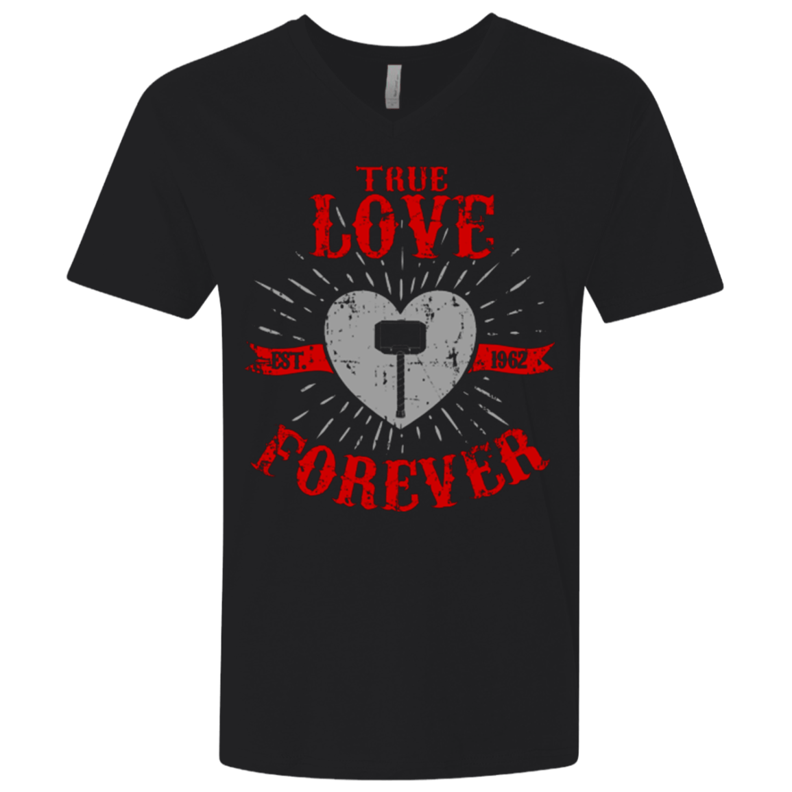 T-Shirts Black / X-Small True Love Forever God Thunder Men's Premium V-Neck