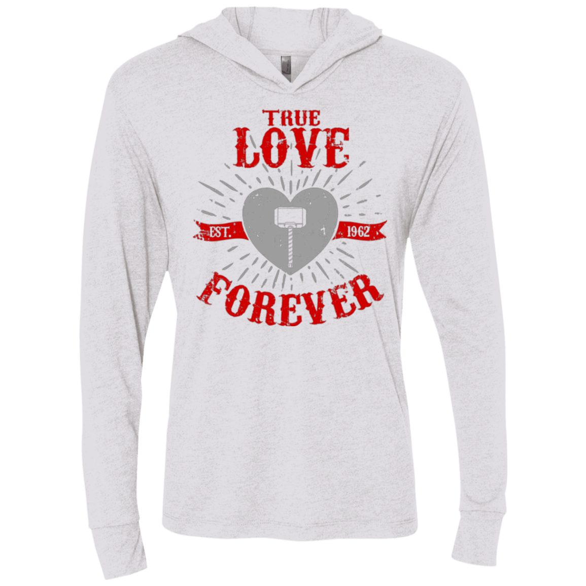T-Shirts Heather White / X-Small True Love Forever God Thunder Triblend Long Sleeve Hoodie Tee