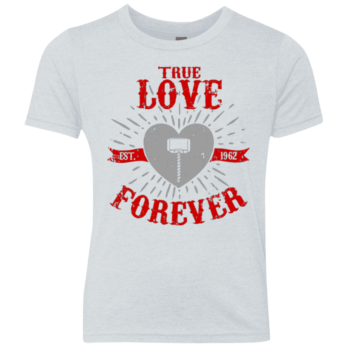 T-Shirts Heather White / YXS True Love Forever God Thunder Youth Triblend T-Shirt