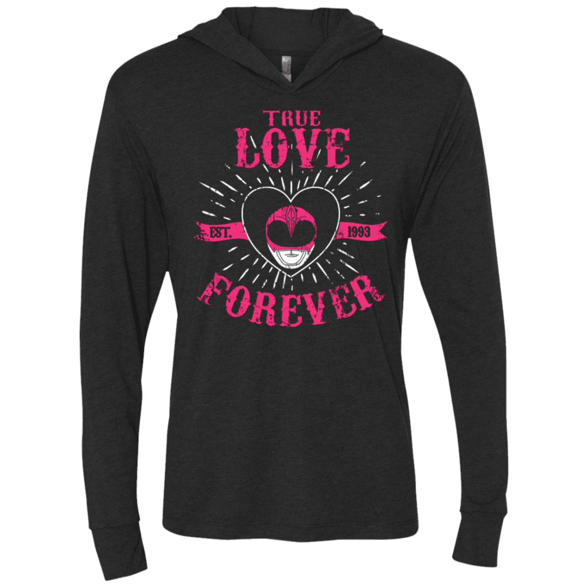 T-Shirts Vintage Black / X-Small True Love Forever Pink Triblend Long Sleeve Hoodie Tee
