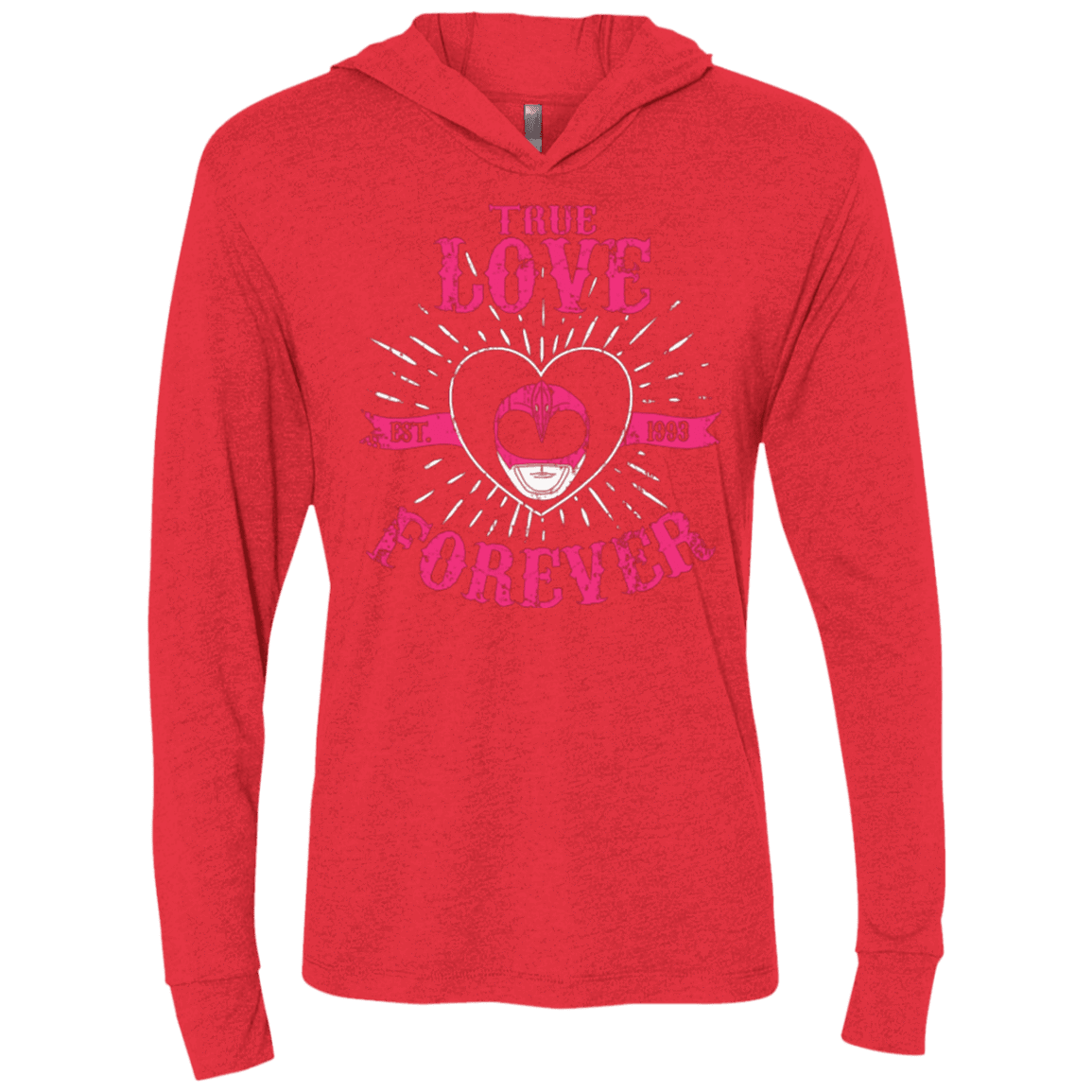 T-Shirts Vintage Red / X-Small True Love Forever Pink Triblend Long Sleeve Hoodie Tee