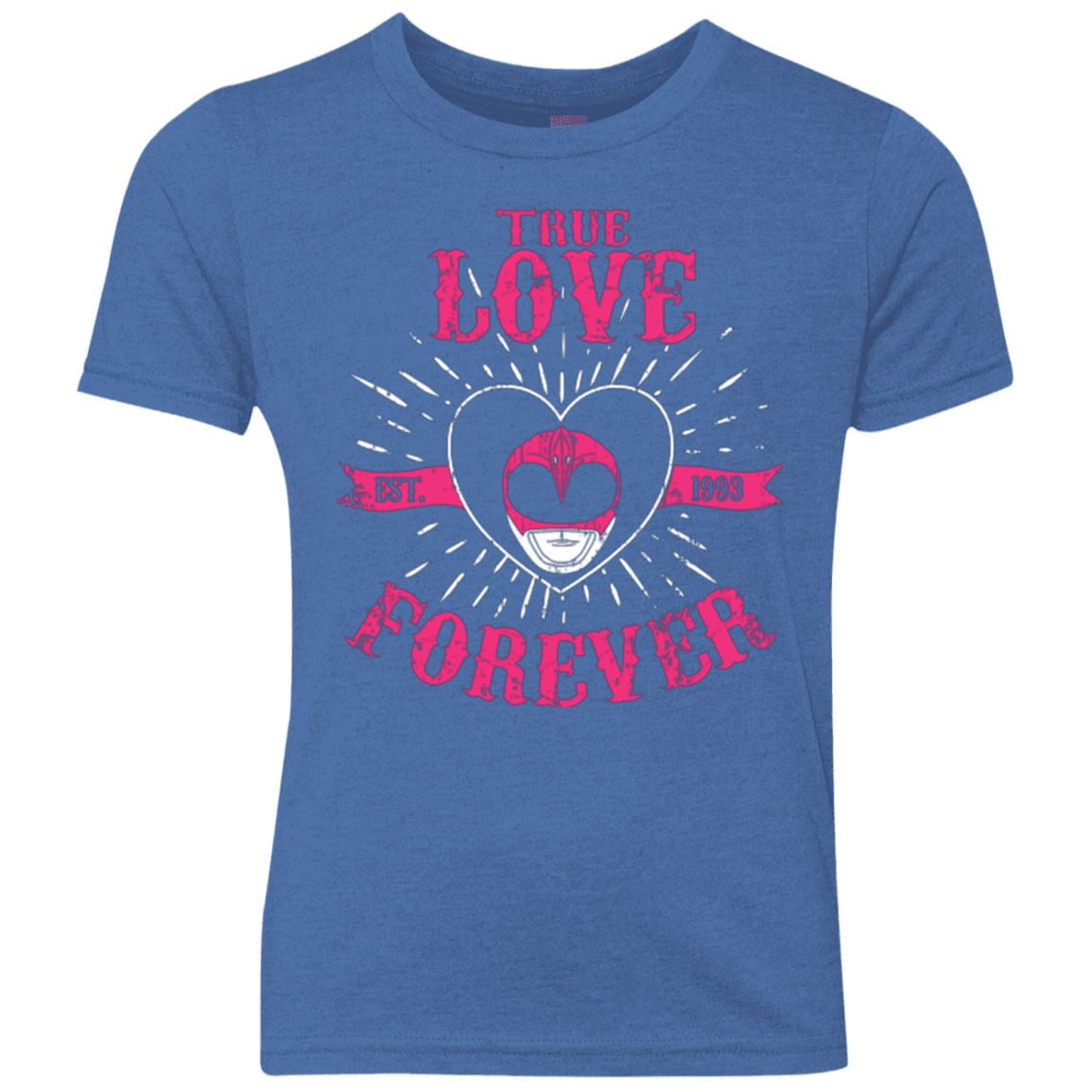 T-Shirts Vintage Royal / YXS True Love Forever Pink Youth Triblend T-Shirt