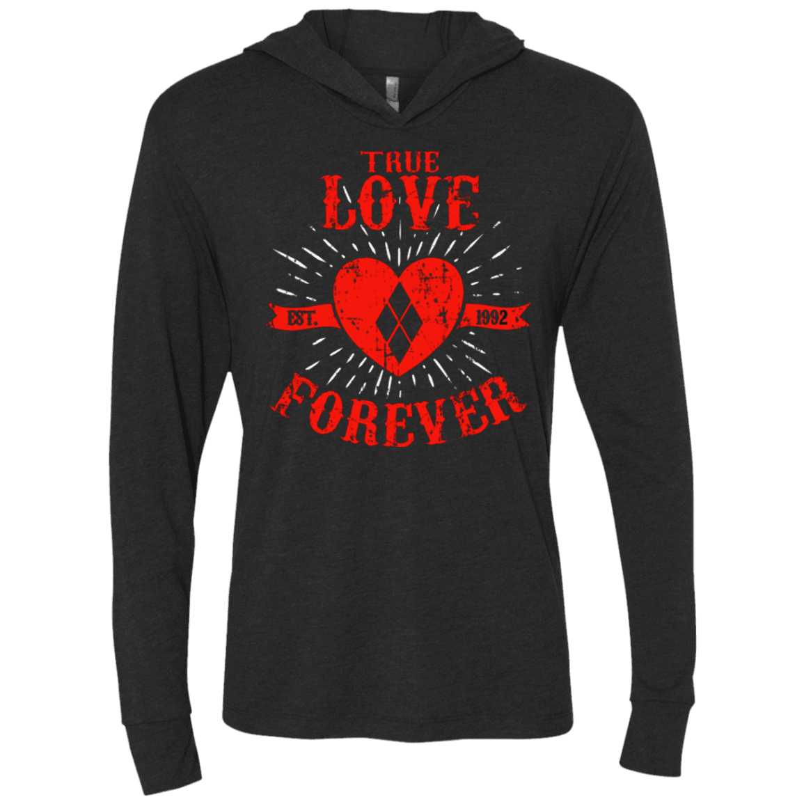 T-Shirts Vintage Black / X-Small True Love Forever Quinn Triblend Long Sleeve Hoodie Tee