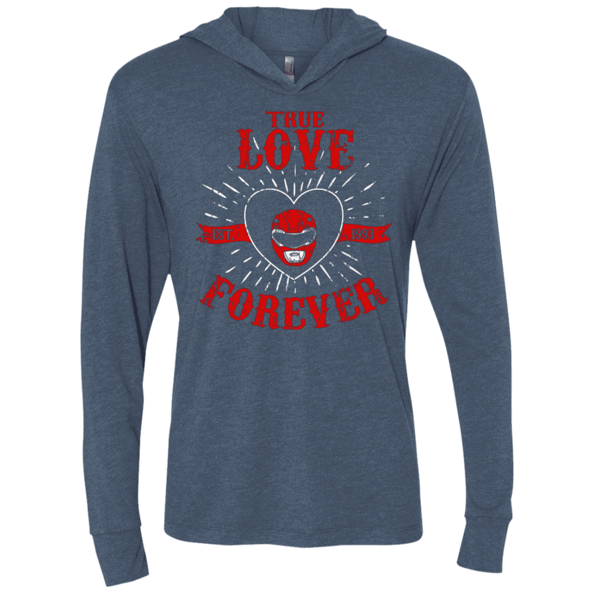 T-Shirts Indigo / X-Small True Love Forever Red Triblend Long Sleeve Hoodie Tee