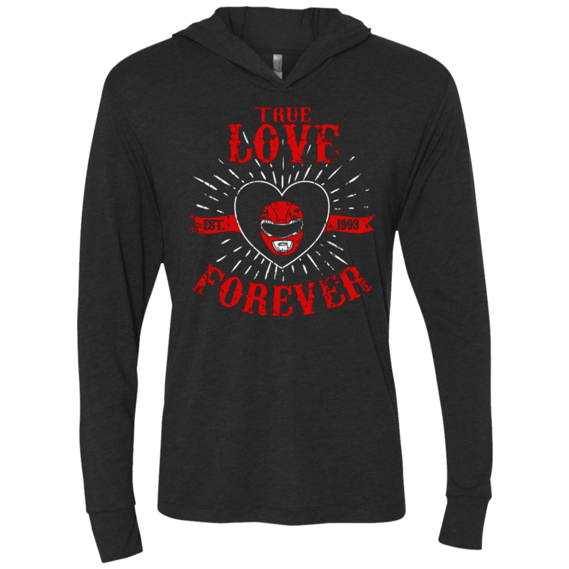 T-Shirts Vintage Black / X-Small True Love Forever Red Triblend Long Sleeve Hoodie Tee