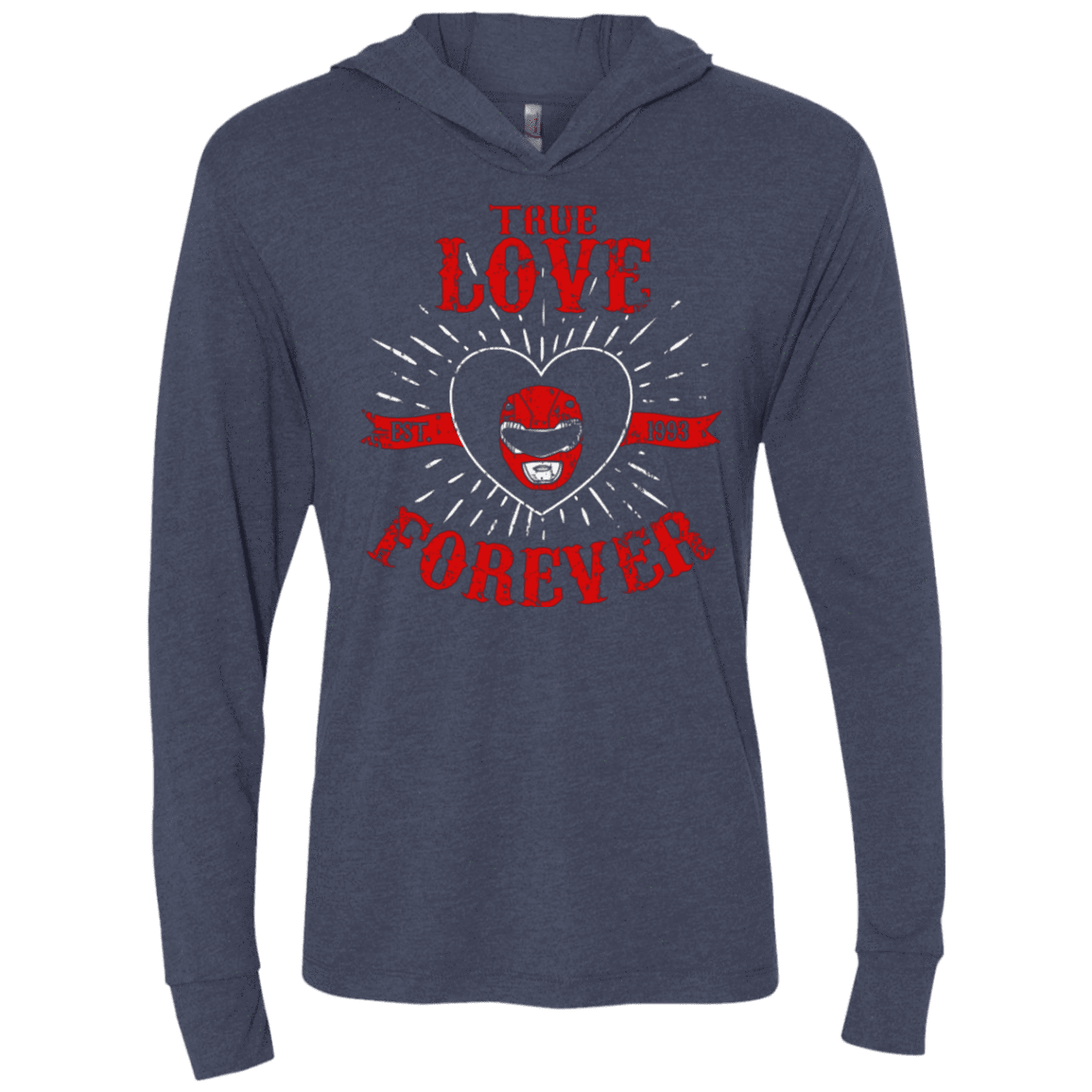T-Shirts Vintage Navy / X-Small True Love Forever Red Triblend Long Sleeve Hoodie Tee
