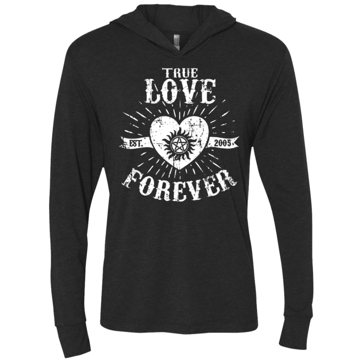 T-Shirts Vintage Black / X-Small True Love Forever Supernatural Triblend Long Sleeve Hoodie Tee