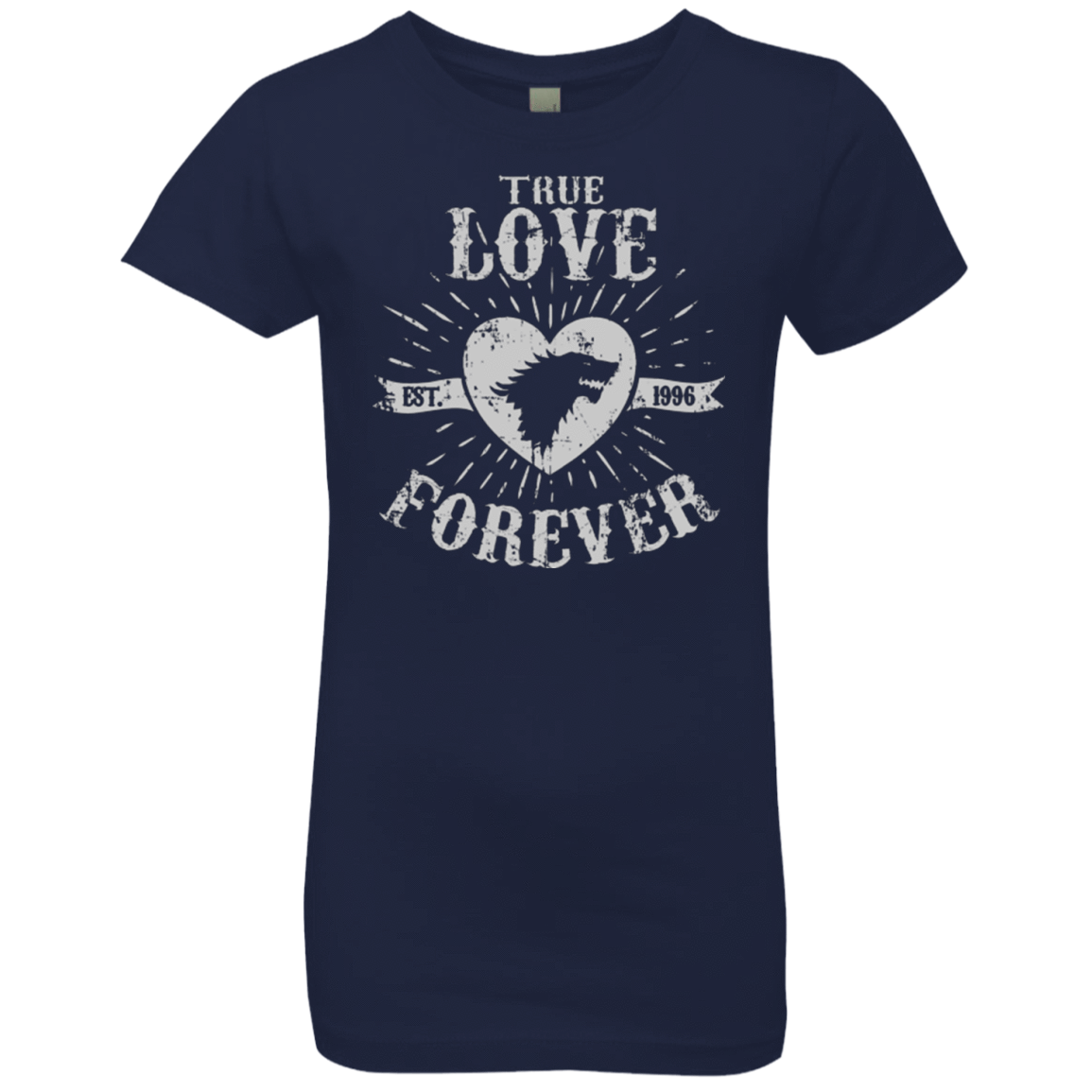 T-Shirts Midnight Navy / YXS True Love Forever Wolf Girls Premium T-Shirt