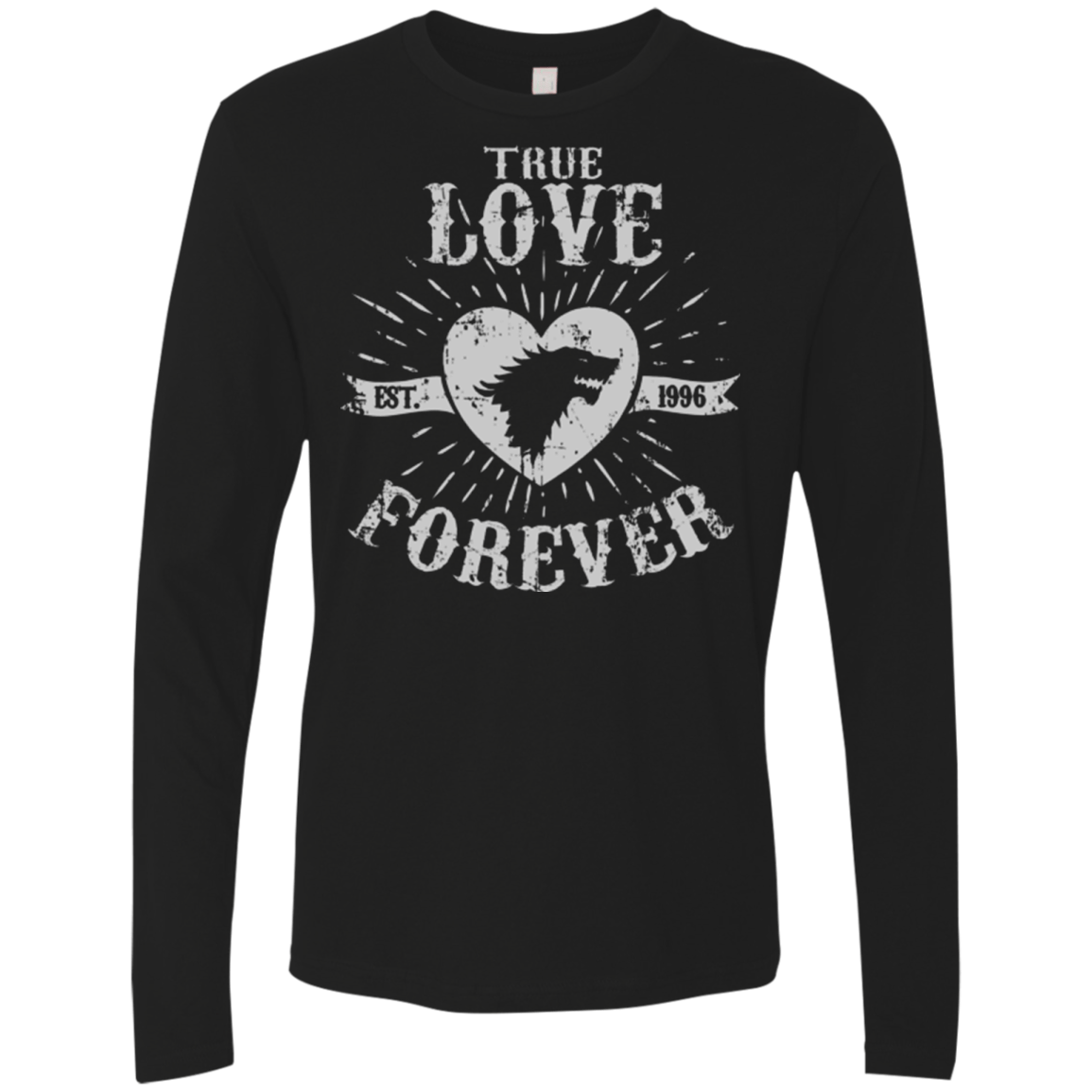 T-Shirts Black / Small True Love Forever Wolf Men's Premium Long Sleeve