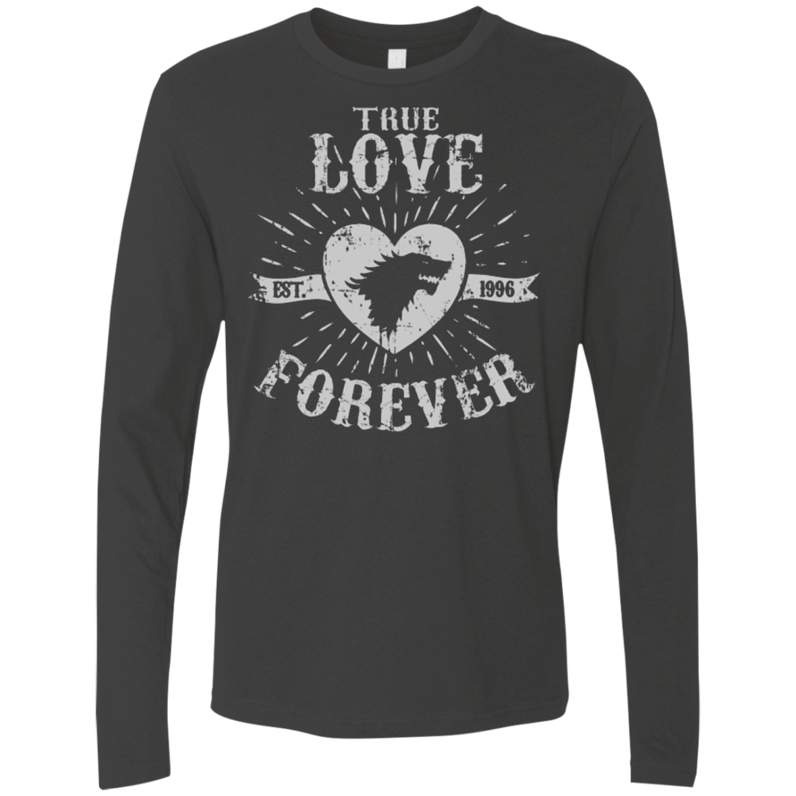 T-Shirts Heavy Metal / Small True Love Forever Wolf Men's Premium Long Sleeve
