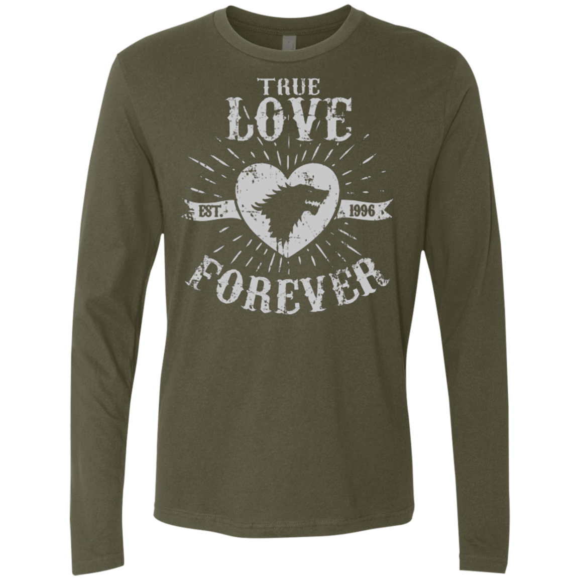 T-Shirts Military Green / Small True Love Forever Wolf Men's Premium Long Sleeve