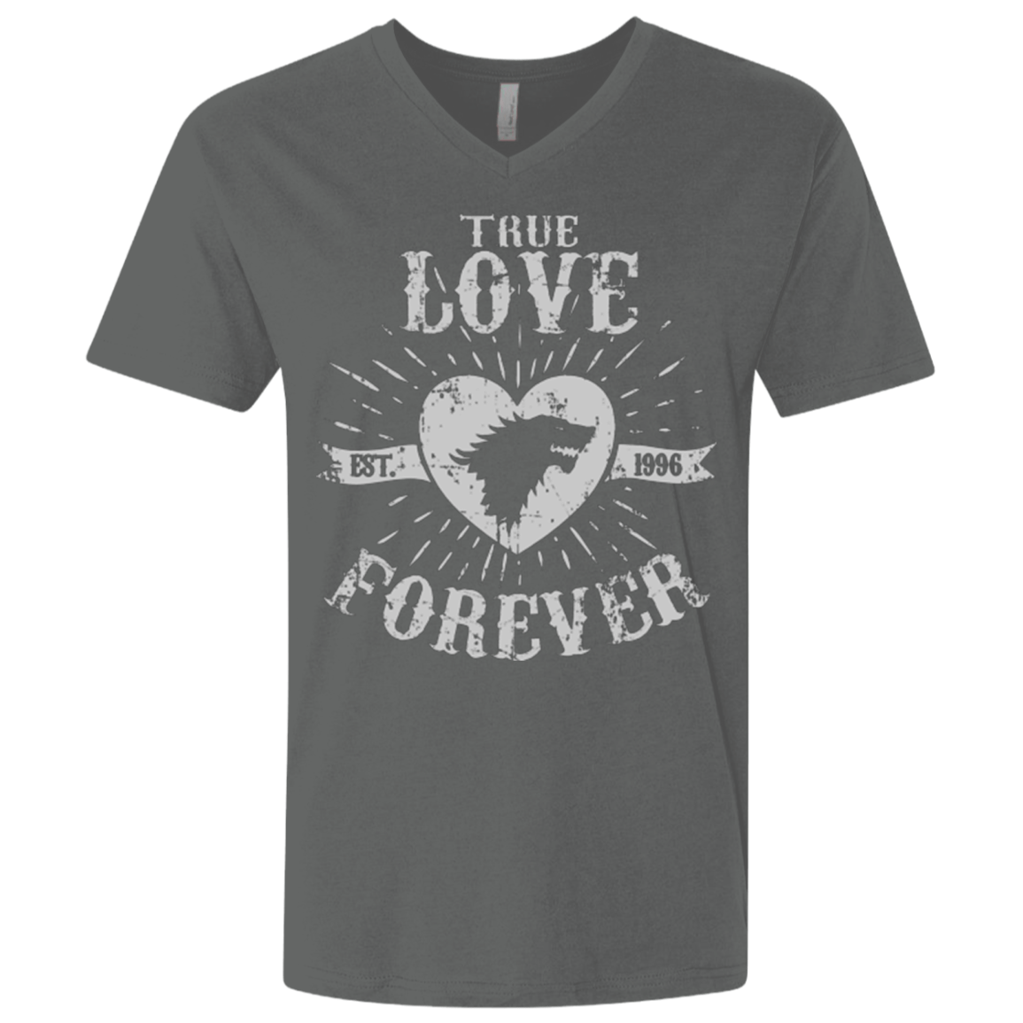 T-Shirts Heavy Metal / X-Small True Love Forever Wolf Men's Premium V-Neck