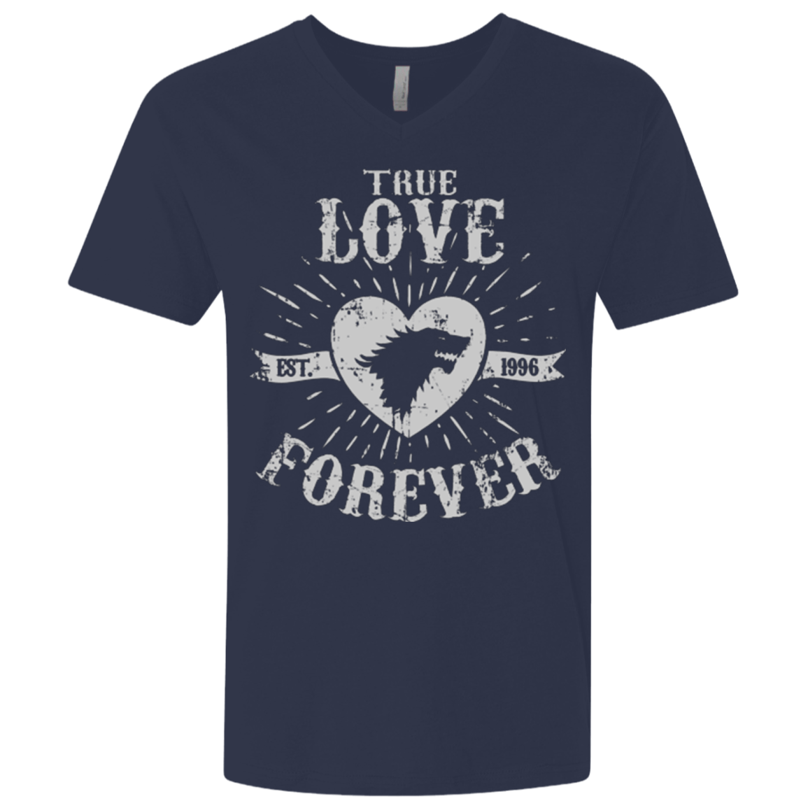 T-Shirts Midnight Navy / X-Small True Love Forever Wolf Men's Premium V-Neck