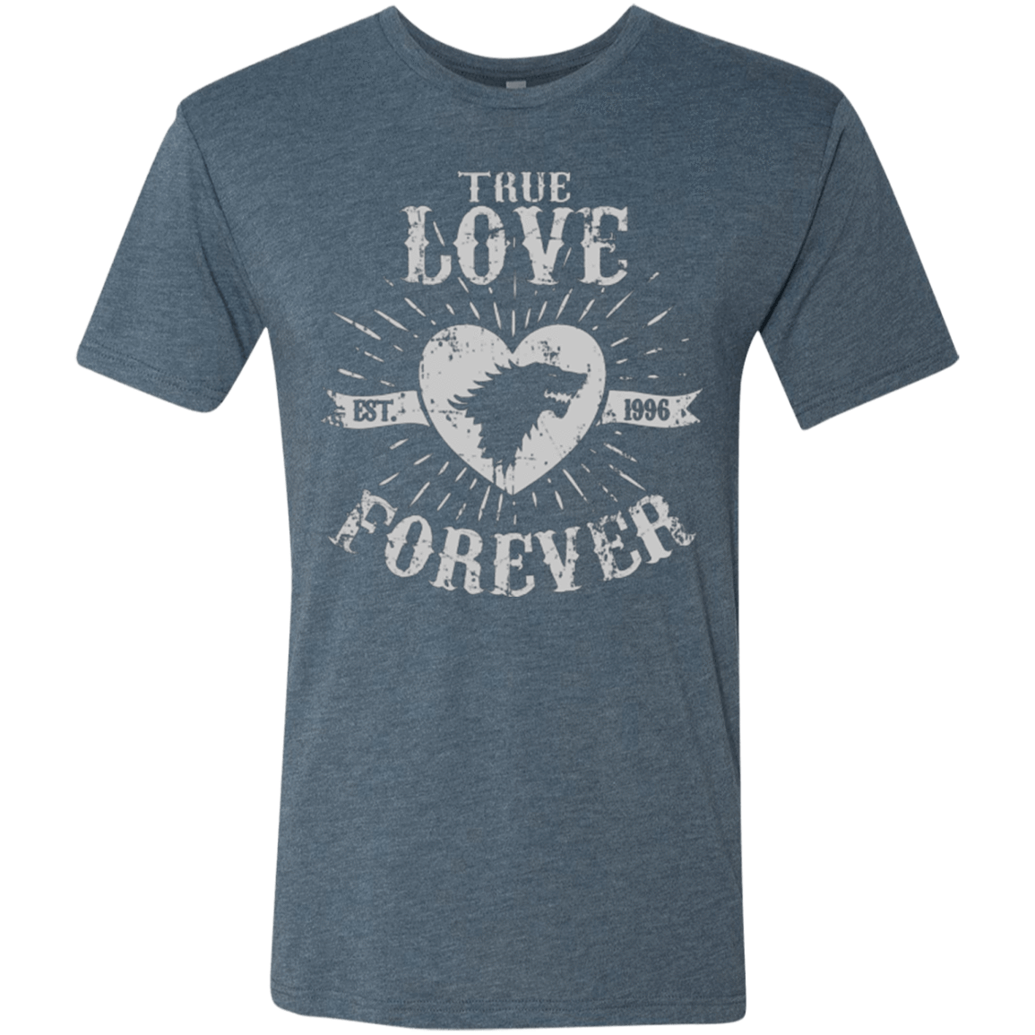 T-Shirts Indigo / Small True Love Forever Wolf Men's Triblend T-Shirt