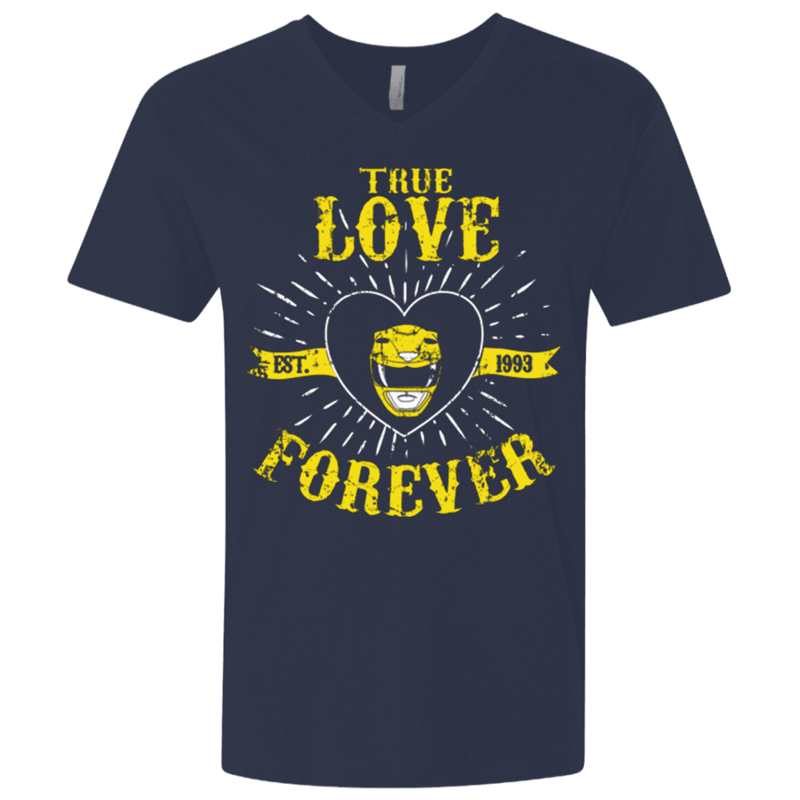 T-Shirts Midnight Navy / X-Small True Love Forever Yellow Men's Premium V-Neck
