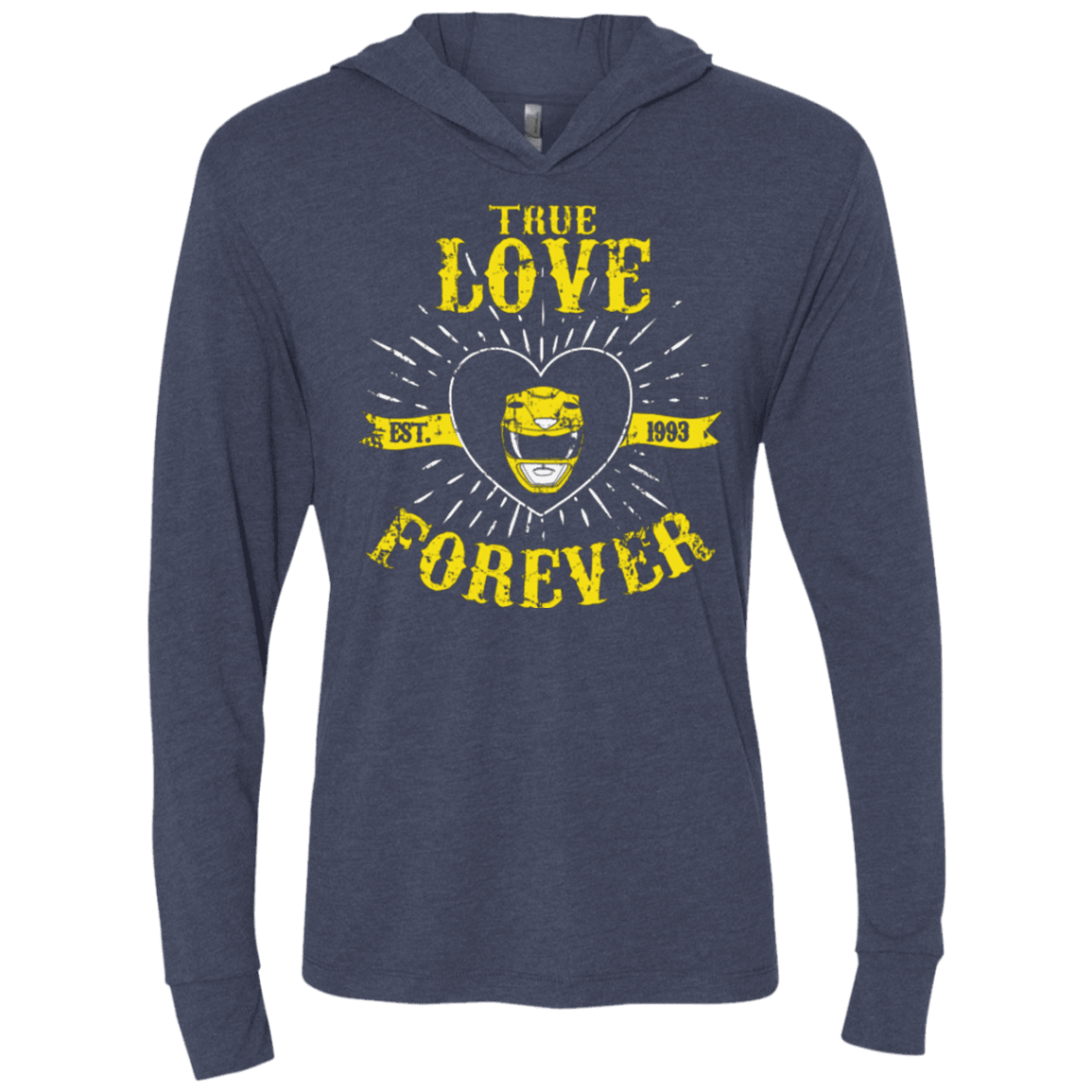 T-Shirts Vintage Navy / X-Small True Love Forever Yellow Triblend Long Sleeve Hoodie Tee