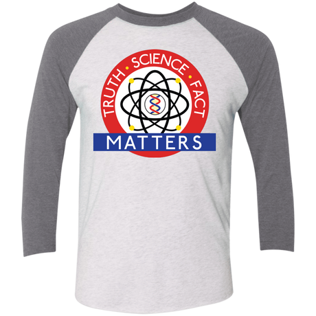 T-Shirts Heather White/Premium Heather / X-Small Truth Science Fact Men's Triblend 3/4 Sleeve