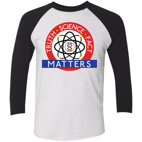 T-Shirts Heather White/Vintage Black / X-Small Truth Science Fact Men's Triblend 3/4 Sleeve
