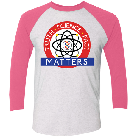 T-Shirts Heather White/Vintage Pink / X-Small Truth Science Fact Men's Triblend 3/4 Sleeve