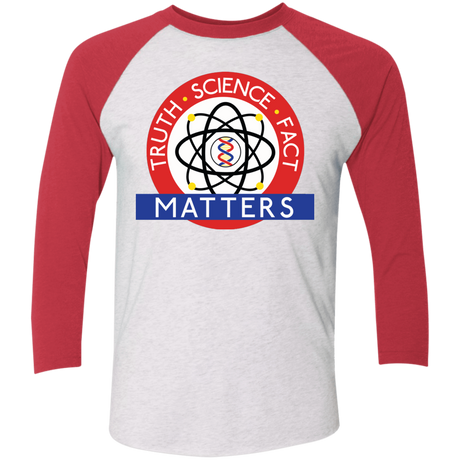 T-Shirts Heather White/Vintage Red / X-Small Truth Science Fact Men's Triblend 3/4 Sleeve