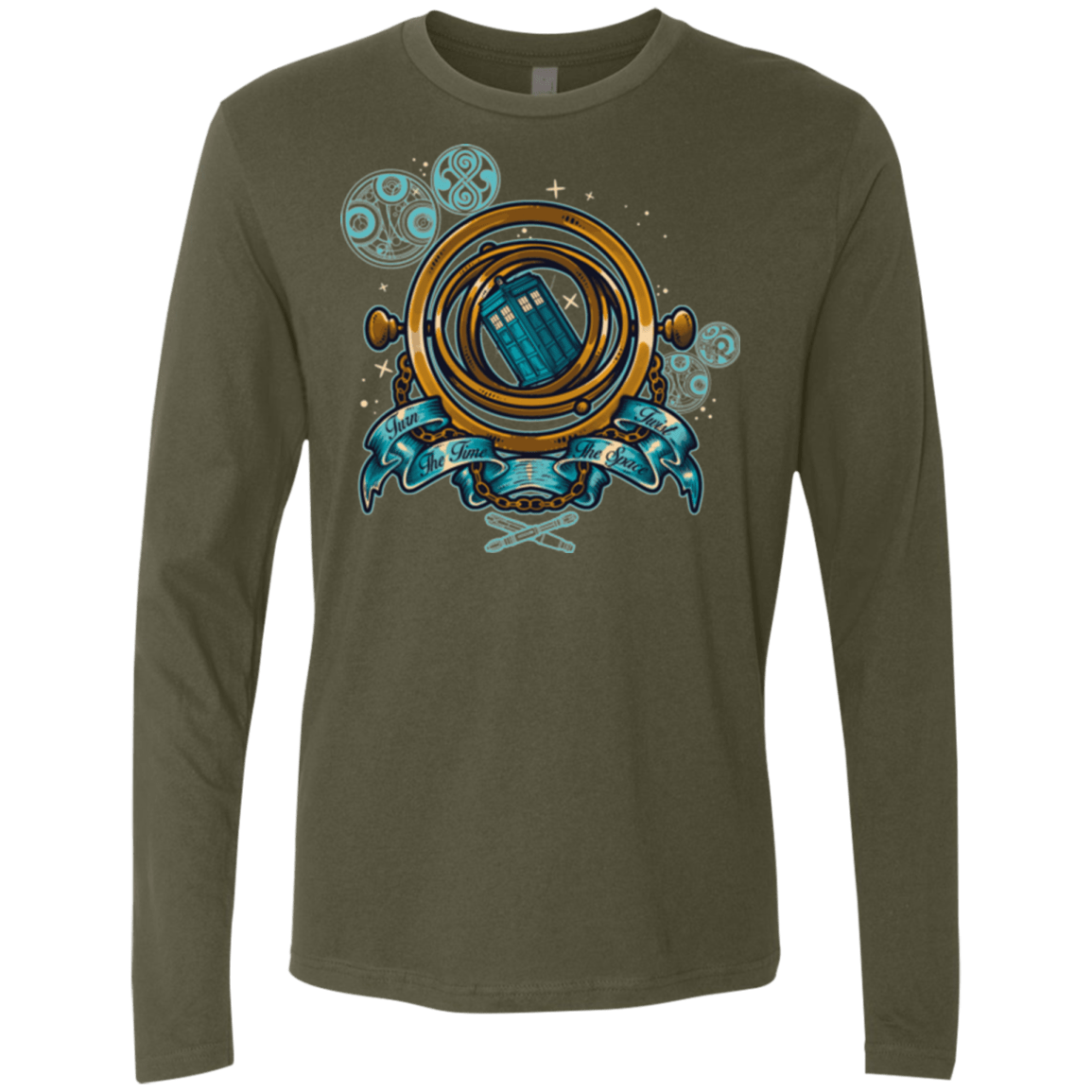 T-Shirts Military Green / Small TURN THE TIME TWIST THE SPACE Men's Premium Long Sleeve