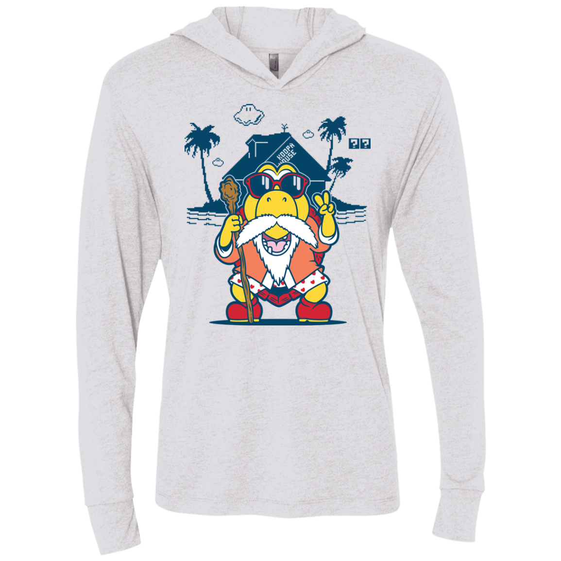 TURTLE HERMIT Triblend Long Sleeve Hoodie Tee