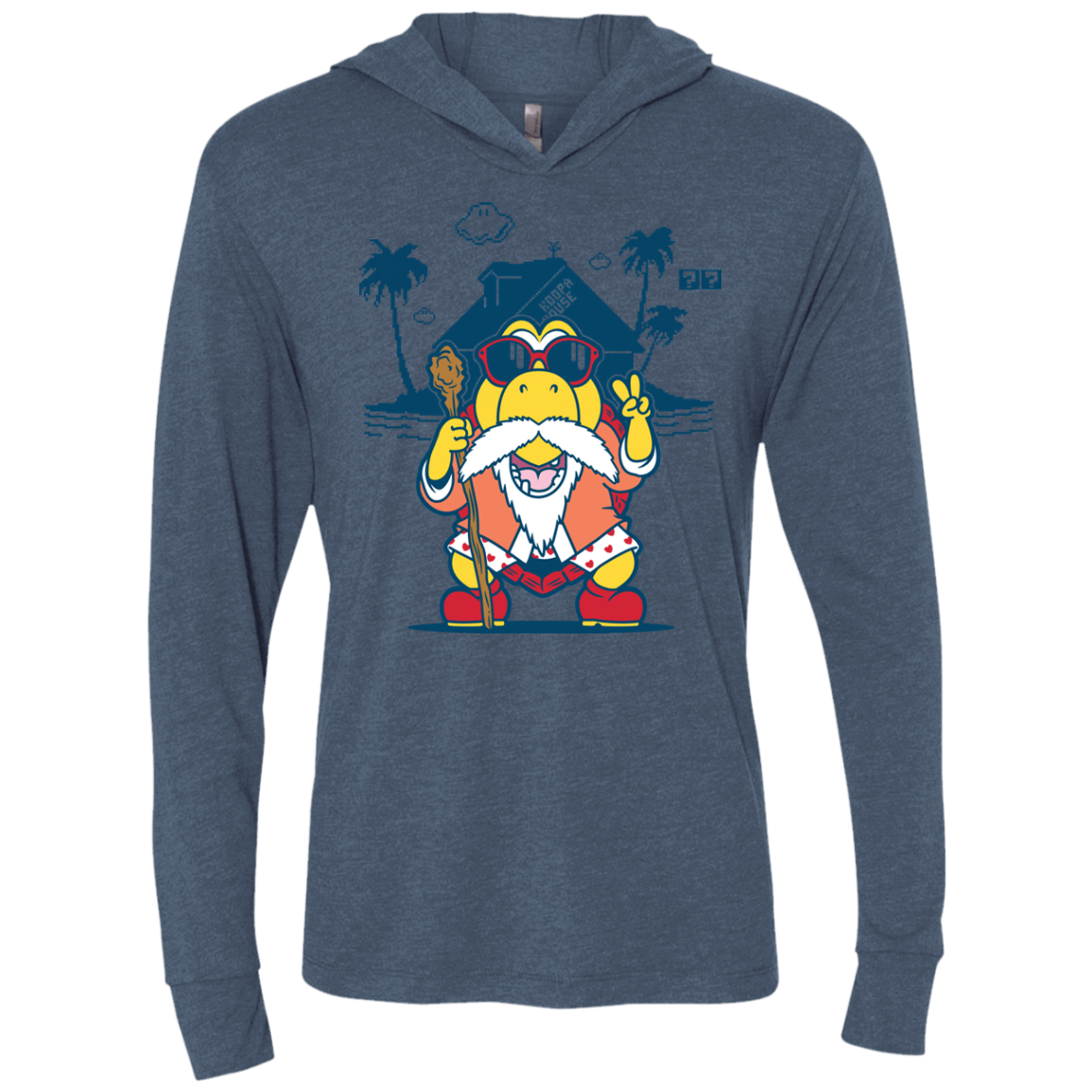 TURTLE HERMIT Triblend Long Sleeve Hoodie Tee