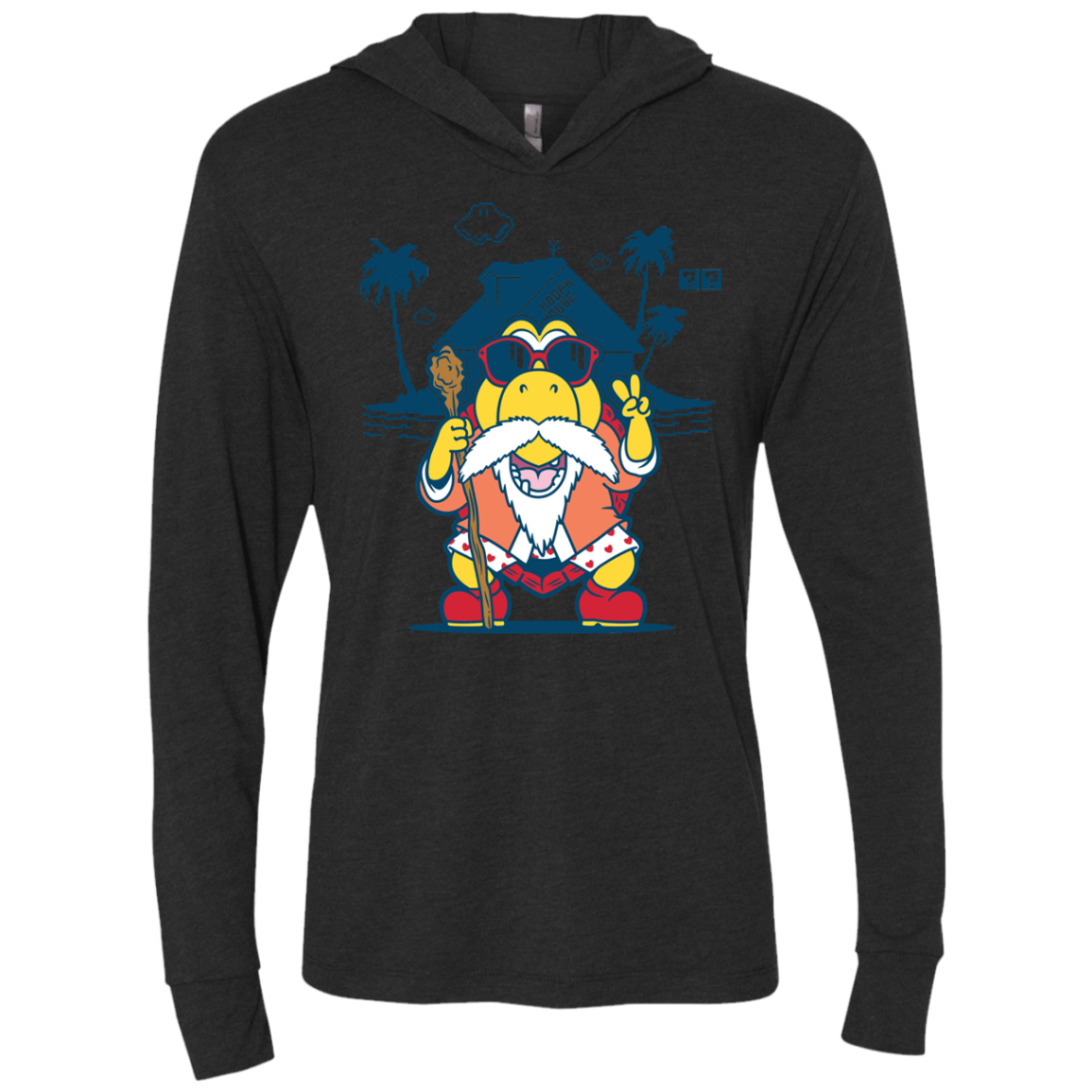 TURTLE HERMIT Triblend Long Sleeve Hoodie Tee