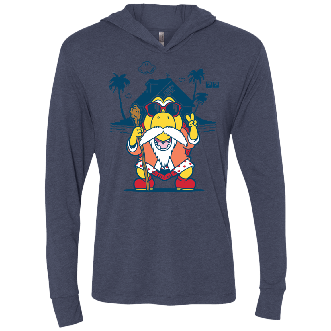 TURTLE HERMIT Triblend Long Sleeve Hoodie Tee