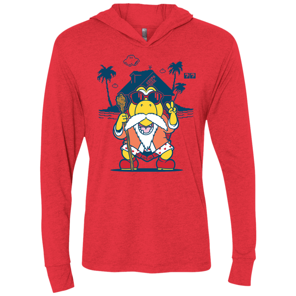 TURTLE HERMIT Triblend Long Sleeve Hoodie Tee