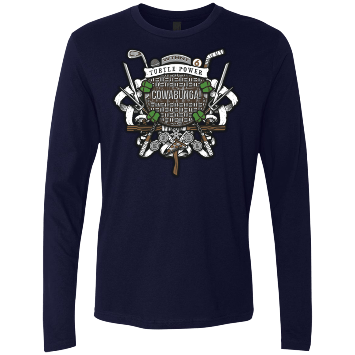 T-Shirts Midnight Navy / Small Turtle Power! Men's Premium Long Sleeve