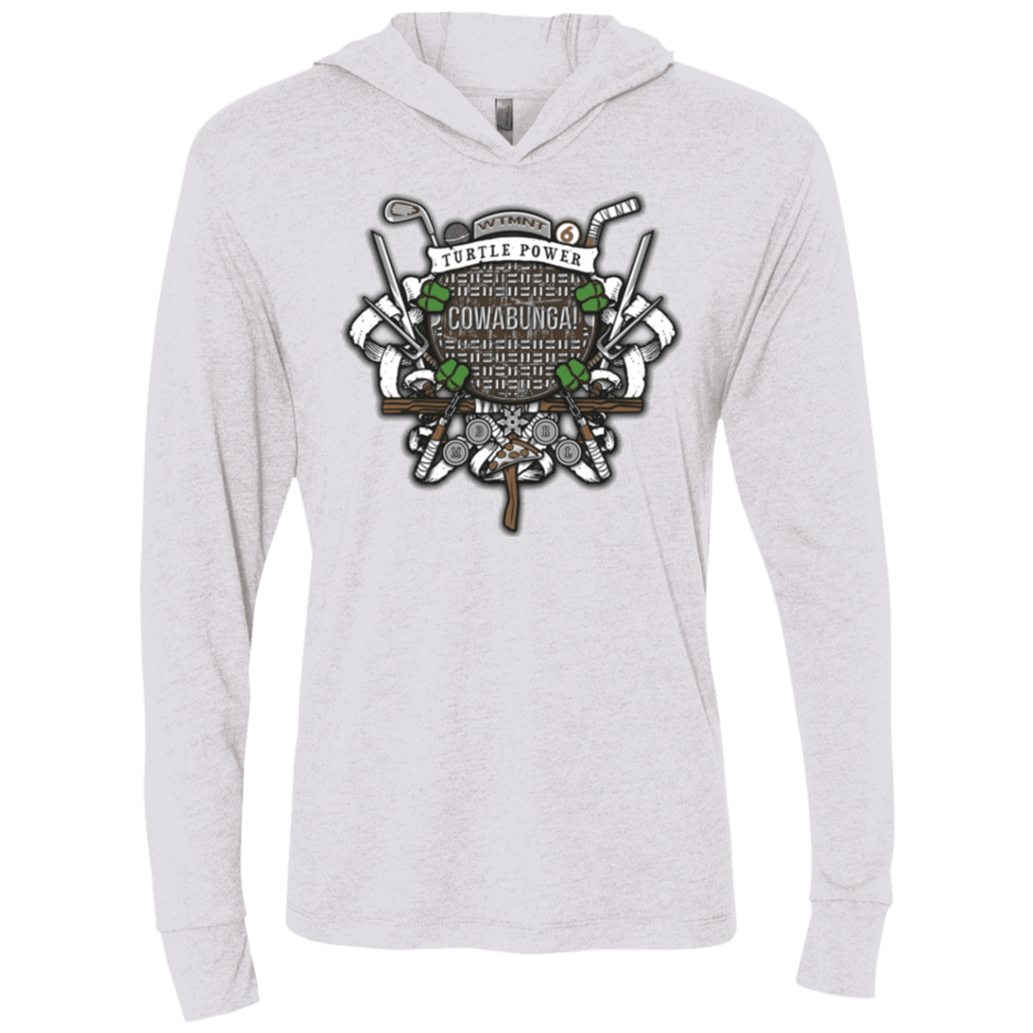 T-Shirts Heather White / X-Small Turtle Power! Triblend Long Sleeve Hoodie Tee